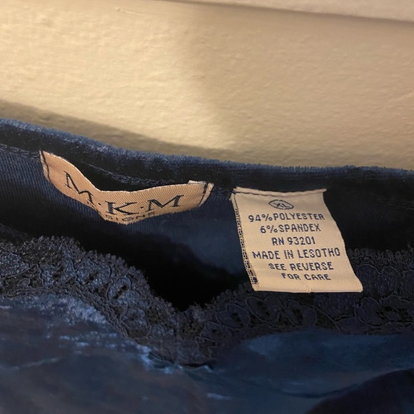 Vintage 90s y2k Dark Blue Velvet Lace with a Bow Tank Top - Picture 2 of 2